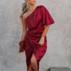 Vestido Midi de satén asimétrico para mujer, vestido Sexy ajustado de un hombro con dobladillo Irregular, color champán, para fiesta y Club, verano 2023 - Imagen 13