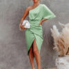 Vestido Midi de satén asimétrico para mujer, vestido Sexy ajustado de un hombro con dobladillo Irregular, color champán, para fiesta y Club, verano 2023 - Imagen 10