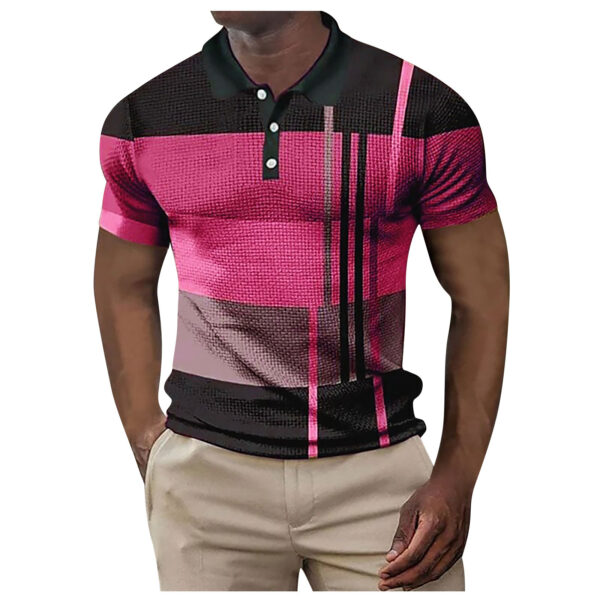 Polo de Golf con estampado geométrico para hombre, ropa de calle de manga corta con botones - Imagen 6