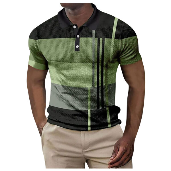 Polo de Golf con estampado geométrico para hombre, ropa de calle de manga corta con botones - Imagen 5