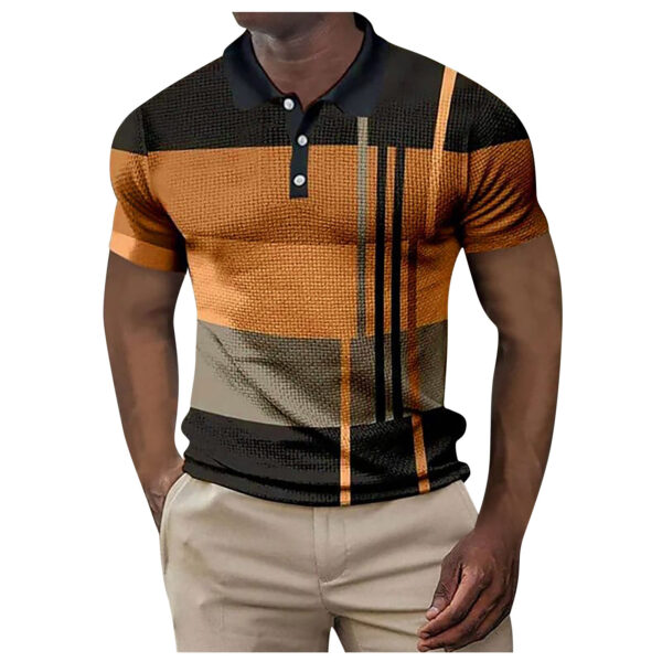 Polo de Golf con estampado geométrico para hombre, ropa de calle de manga corta con botones - Imagen 3