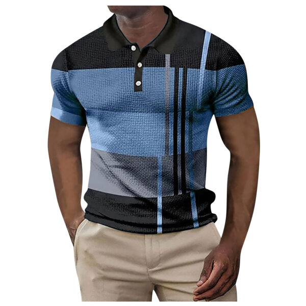 Polo de Golf con estampado geométrico para hombre, ropa de calle de manga corta con botones - Imagen 4