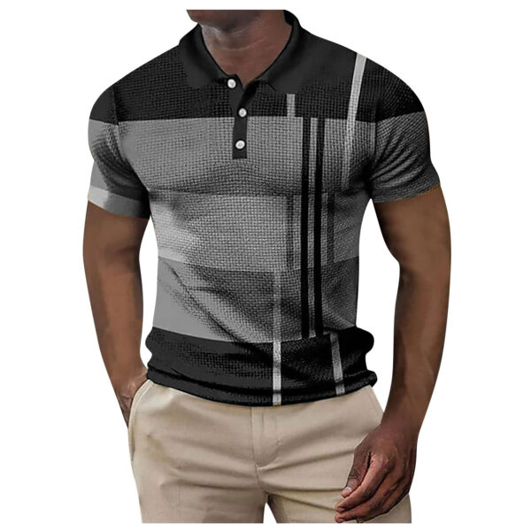 Polo de Golf con estampado geométrico para hombre, ropa de calle de manga corta con botones