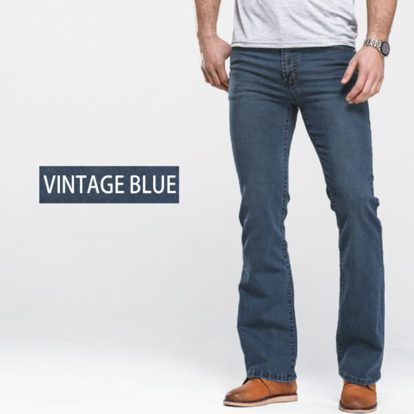 Pantalones vaqueros con corte de bota para hombre, Vaqueros elásticos de diseño clásico, color azul y negro, ligeramente acampanados - Imagen 5