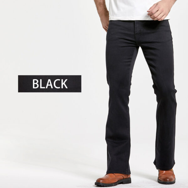 Pantalones vaqueros con corte de bota para hombre, Vaqueros elásticos de diseño clásico, color azul y negro, ligeramente acampanados - Imagen 4