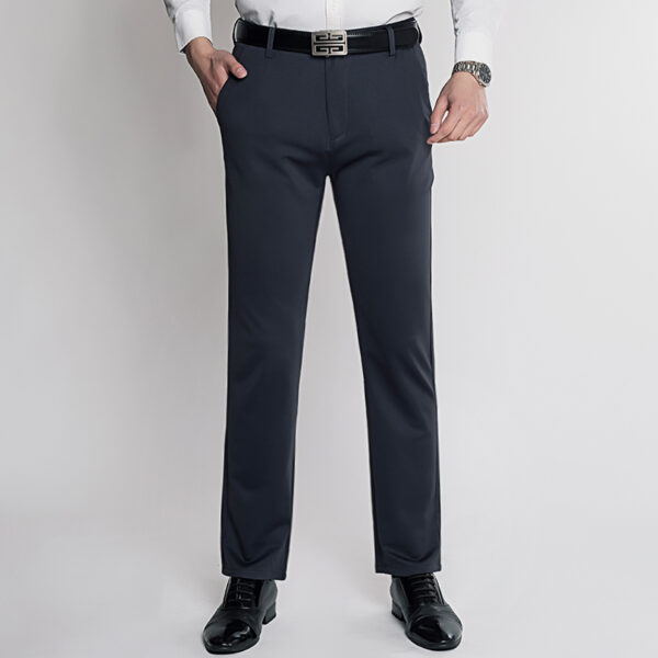 Pantalones finos de seda de hielo para hombres, pantalones de trabajo casuales elásticos de cuatro lados, pantalones transpirables sueltos, pantalones de mediana edad y jóvenes, Verano - Imagen 3