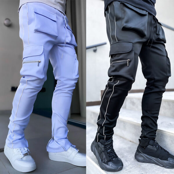 Pantalones Cargo para hombre, ropa deportiva reflectante, informal, Hip Hop, Joggers