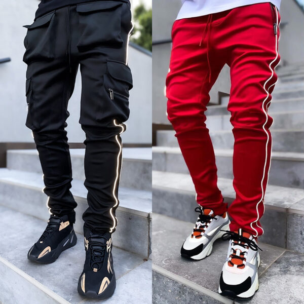 Pantalones Cargo para hombre, ropa deportiva reflectante, informal, Hip Hop, Joggers - Imagen 3