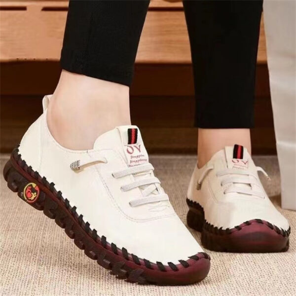 Zapatillas de deporte Vintage transpirables para Mujer, Zapatos planos con plataforma, sin cordones mocasines de cuero, informales, a la moda