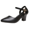 Cresfimix-Zapatos De tacón cuadrado para Mujer, calzado De piel sintética, color negro, a la moda, para primavera y oficina, A288 - Imagen 6