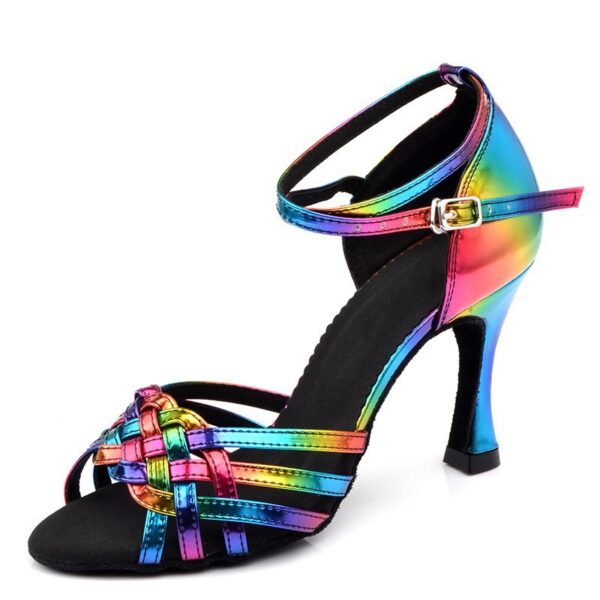 Zapatos de baile coloridos para mujer, Sandalias de tacón alto para interiores, fondo suave, práctica latina, gran oferta, Verano