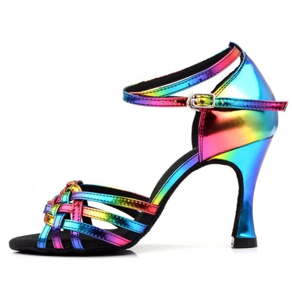 Zapatos de baile coloridos para mujer, Sandalias de tacón alto para interiores, fondo suave, práctica latina, gran oferta, Verano - Imagen 2