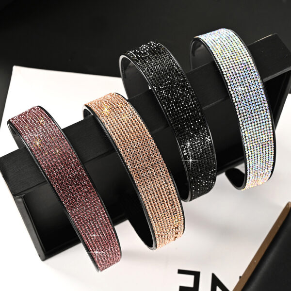 Diademas con diamantes de imitación para mujer, accesorios para el cabello con bisel antideslizante negro, lazo para el cabello, diademas para niña - Imagen 2