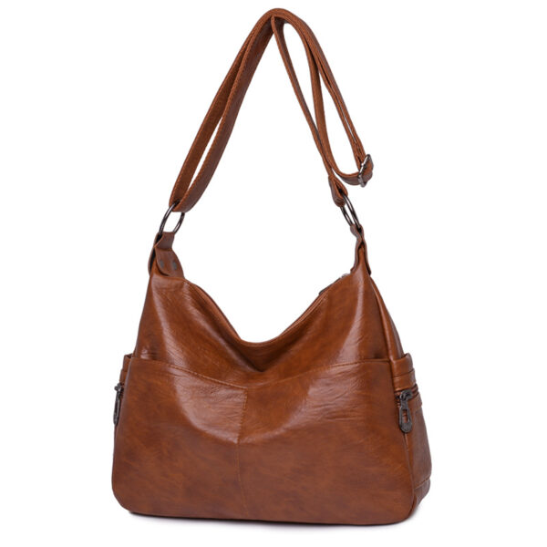 Bolso de hombro de piel sintética suave para mujer, bandolera de gran capacidad, Color sólido, elegante, sencillo, estilo salvaje, 2023 - Imagen 2