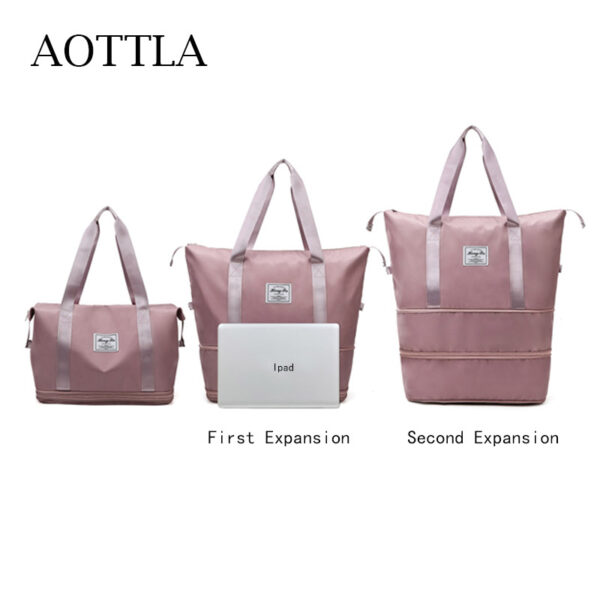 AOTTLA-Bolso de viaje para mujer, bolsa de hombro informal de calidad con doble cremallera, bolso de expansión, bolso femenino grande, bolso de equipaje, nueva moda