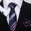 Corbata azul y dorada para hombre, conjunto de cuadrados de bolsillo, accesorios de traje, fiesta de vacaciones en grupo, venta de presente de boda - Imagen 5