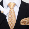 Corbata azul y dorada para hombre, conjunto de cuadrados de bolsillo, accesorios de traje, fiesta de vacaciones en grupo, venta de presente de boda - Imagen 3