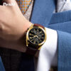 POSHI-Reloj de pulsera deportivo para hombre, cronógrafo con movimiento de cuarzo, de cuero de primera calidad, resistente al agua, para negocios, nuevo, 2023 - Imagen 3