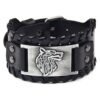 Pulsera trenzada de cuero vikingo Vintage para hombre, brazalete con cabeza de lobo celta, joyería clásica con motivos de animales, accesorios para la mano - Imagen 2