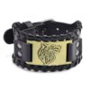 Pulsera trenzada de cuero vikingo Vintage para hombre, brazalete con cabeza de lobo celta, joyería clásica con motivos de animales, accesorios para la mano - Imagen 6