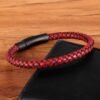 XQNI-Pulsera de cuero para hombre, brazalete masculino de estilo clásico con cierre de acero inoxidable, accesorio de joyería tejido a mano, joya simple ideal para regalar, color negro, nuevo - Imagen 2