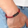 XQNI-Pulsera de cuero para hombre, brazalete masculino de estilo clásico con cierre de acero inoxidable, accesorio de joyería tejido a mano, joya simple ideal para regalar, color negro, nuevo - Imagen 3