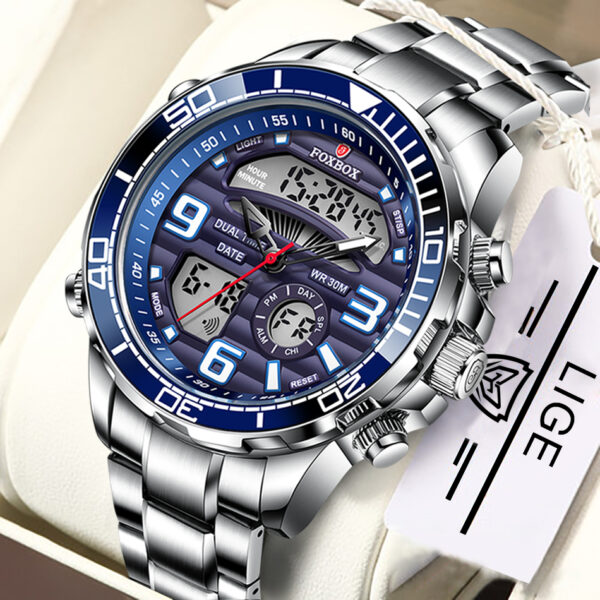 LIGE-reloj analógico de acero inoxidable para hombre, accesorio de pulsera de cuarzo resistente al agua con calendario, complemento masculino deportivo de marca de lujo con diseño militar, incluye caja, 2023