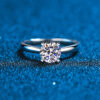Anillos de Compromiso de moissanita certificada para mujer, joyería fina de plata de ley con diamantes de laboratorio brillantes redondos de 1Ct y 2CT, banda de boda - Imagen 3