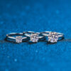Anillos de Compromiso de moissanita certificada para mujer, joyería fina de plata de ley con diamantes de laboratorio brillantes redondos de 1Ct y 2CT, banda de boda - Imagen 4