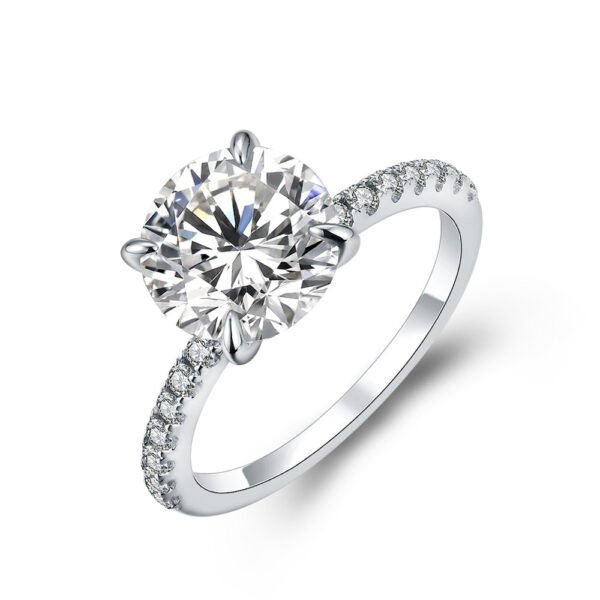 ATTAGEMS-Anillo de moissanita para mujer, sortija de oro amarillo de 18K, 14K, 10K, corte redondo, 3,0 CT, Diamante de cumpleaños para regalo de boda, 2023
