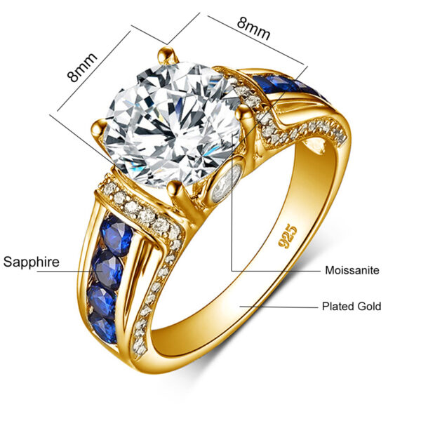 Anillo de diamantes de moissanita para mujer, joyería de boda de buena calidad con certificado D de Color VVS1 2ct, Plata de Ley 100%, pasa la prueba de diamantes - Imagen 5