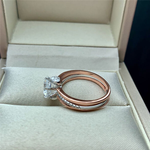 Anillo de compromiso de moissanita de 3 quilates para mujer, sortija de compromiso con certificado GRA de 3 colores S925, Plata de Ley AU750, platino, diamante de boda - Imagen 4