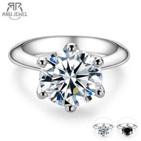 AnuJewel-anillo de compromiso de moissanita para mujer, sortija única de Plata de Ley 925, 1Ct, 2CT, 3CT, 5CT, Color D, venta al por mayor