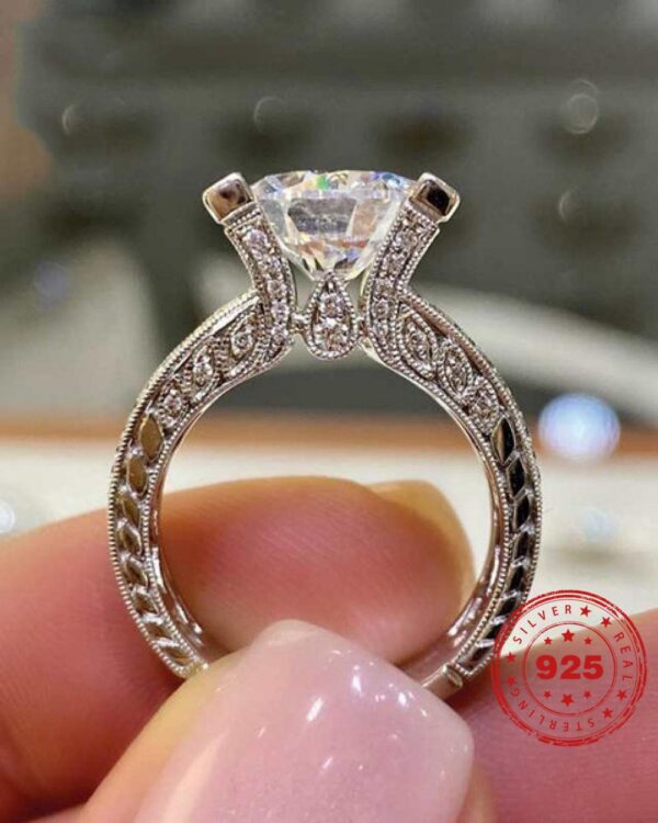 HOYON Plata de Ley 925 joyería Natural Moissanite estilo anillo cojín Zirconia Anillos ajuste de tensión anillo de piedras preciosas cuadradas - Imagen 4