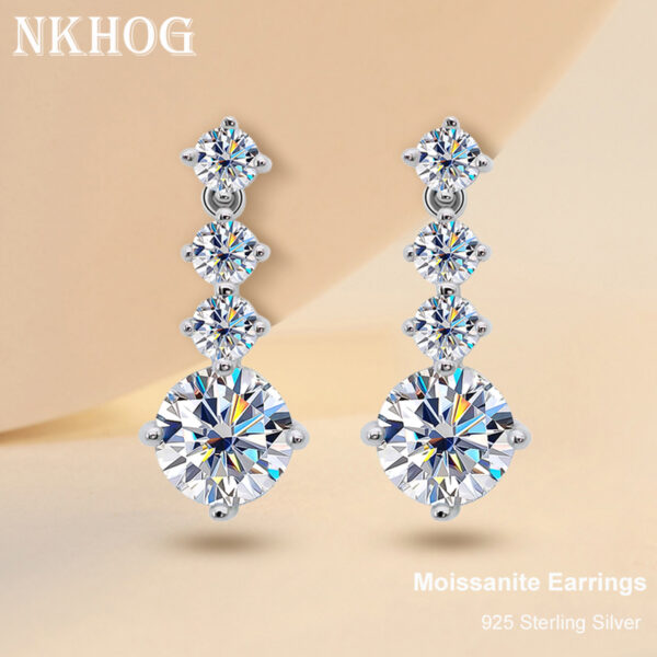 NKHOG-pendientes de gota de moissanita para mujer, de plata S925, 2,6 quilates, Color D, VVS1, Diamante moissanita, joyería de compromiso, regalo de boda