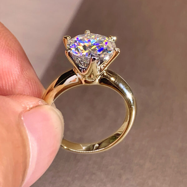 Anillo solitario de diamante de 3 quilates para mujer, sortija de moissanita de oro amarillo 925 de plata, sortija de compromiso y boda de 2 quilates con certificado