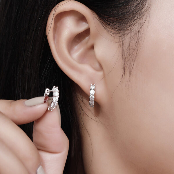 NeeTim-pendientes de moissanita de 3mm para mujer, aretes de Plata de Ley 925 chapados en oro blanco, joyería fina para fiesta de boda - Imagen 5