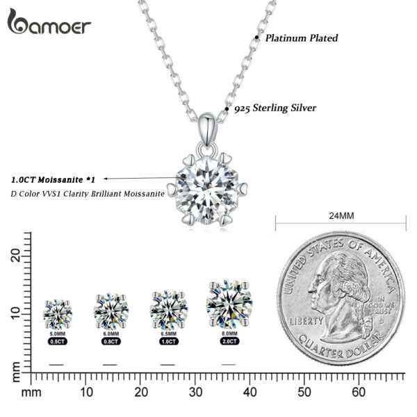 Bamoer-colgante de moissanita de 1 quilate para mujer, collar de plata de ley 925 de alta calidad, joyería fina nupcial para fiesta de boda, 3 colores - Imagen 5