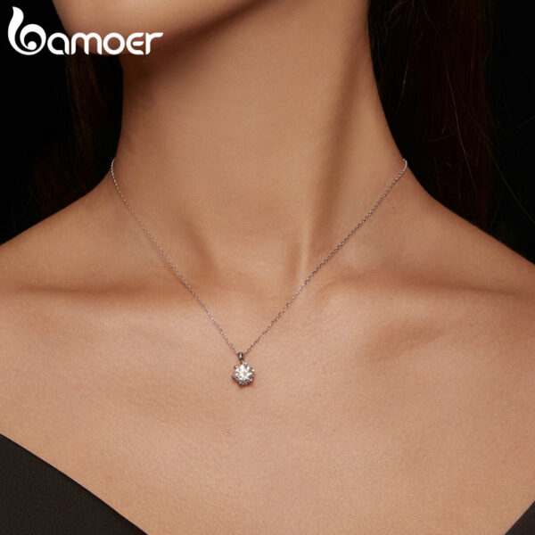 Bamoer-colgante de moissanita de 1 quilate para mujer, collar de plata de ley 925 de alta calidad, joyería fina nupcial para fiesta de boda, 3 colores - Imagen 4