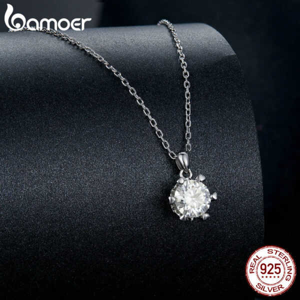 Bamoer-colgante de moissanita de 1 quilate para mujer, collar de plata de ley 925 de alta calidad, joyería fina nupcial para fiesta de boda, 3 colores - Imagen 3