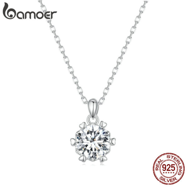 Bamoer-colgante de moissanita de 1 quilate para mujer, collar de plata de ley 925 de alta calidad, joyería fina nupcial para fiesta de boda, 3 colores