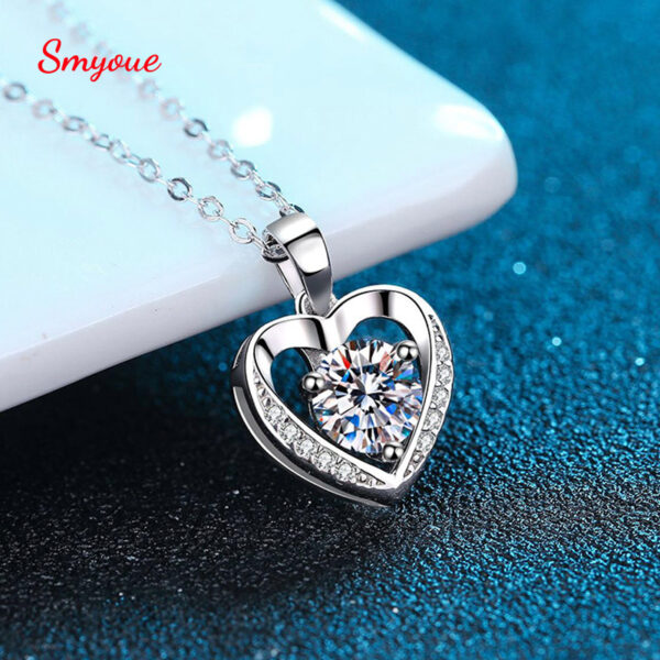 Smyoue-collar de corazón de moissanita para mujer, colgante de plata S925 con gema de 1,0 CT, con certificado GRA, regalo de boda y Día de San Valentín, venta al por mayor