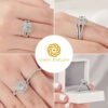 Newshe-anillo de compromiso de 2 piezas para mujer, banda de boda de doble Halo de corte redondo AAAAA Cz, estilo victoriano, joyería nupcial de plata 925 - Imagen 4