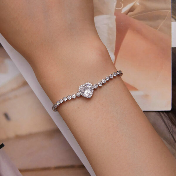 Pulsera de plata de ley S925 para mujer, brazalete de diamante de moissanita con corte de corazón de 2 CT, ajustable, con certificación GRA, joyería fina KUTPF - Imagen 5