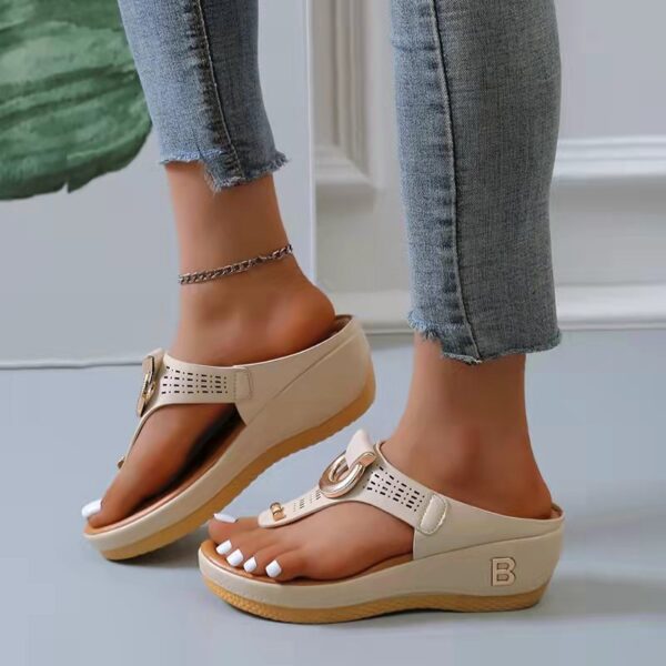 Sandalias de verano con punta abierta para mujer, Chanclas de playa, cuñas cómodas, bonitas, talla 35-43 - Imagen 4