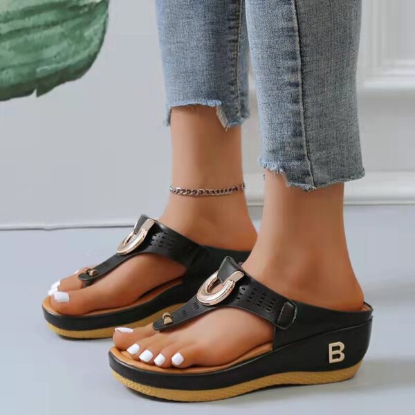 Sandalias de verano con punta abierta para mujer, Chanclas de playa, cuñas cómodas, bonitas, talla 35-43 - Imagen 5