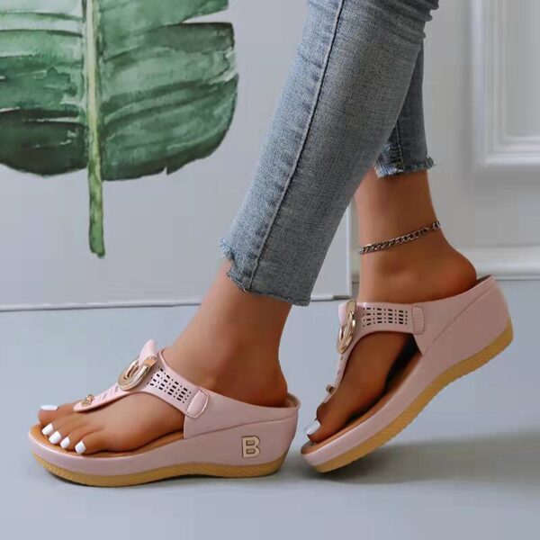 Sandalias de verano con punta abierta para mujer, Chanclas de playa, cuñas cómodas, bonitas, talla 35-43 - Imagen 2