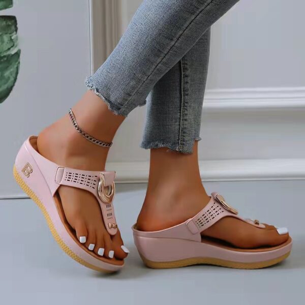 Sandalias de verano con punta abierta para mujer, Chanclas de playa, cuñas cómodas, bonitas, talla 35-43 - Imagen 6