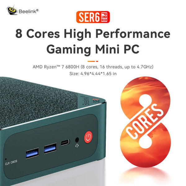 Beelink-Mini PC SER6 Pro 2023 H, SER5, AMD Ryzen 7, 6800H, Windows 11 Pro, DDR4, NVME, SSD, 5500U, 5800H, para juegos, SER4, 4800U, 5600 - Imagen 4