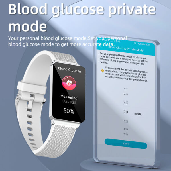 Reloj inteligente resistente al agua para hombre y mujer, dispositivo con Monitor de glucosa en sangre, ECG + PPG, medidor de presión arterial, termómetro, novedad de 2023 - Imagen 5